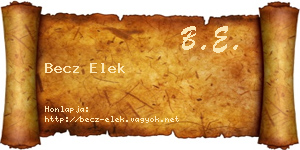 Becz Elek névjegykártya
